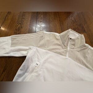 Adidas Cream and White Quarter-Zip Pullover